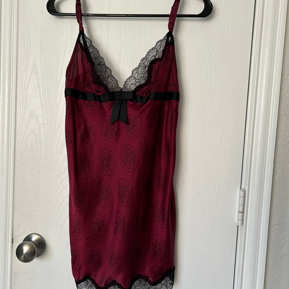 Victoria's Secret burgundy and Black Lace Chemise
